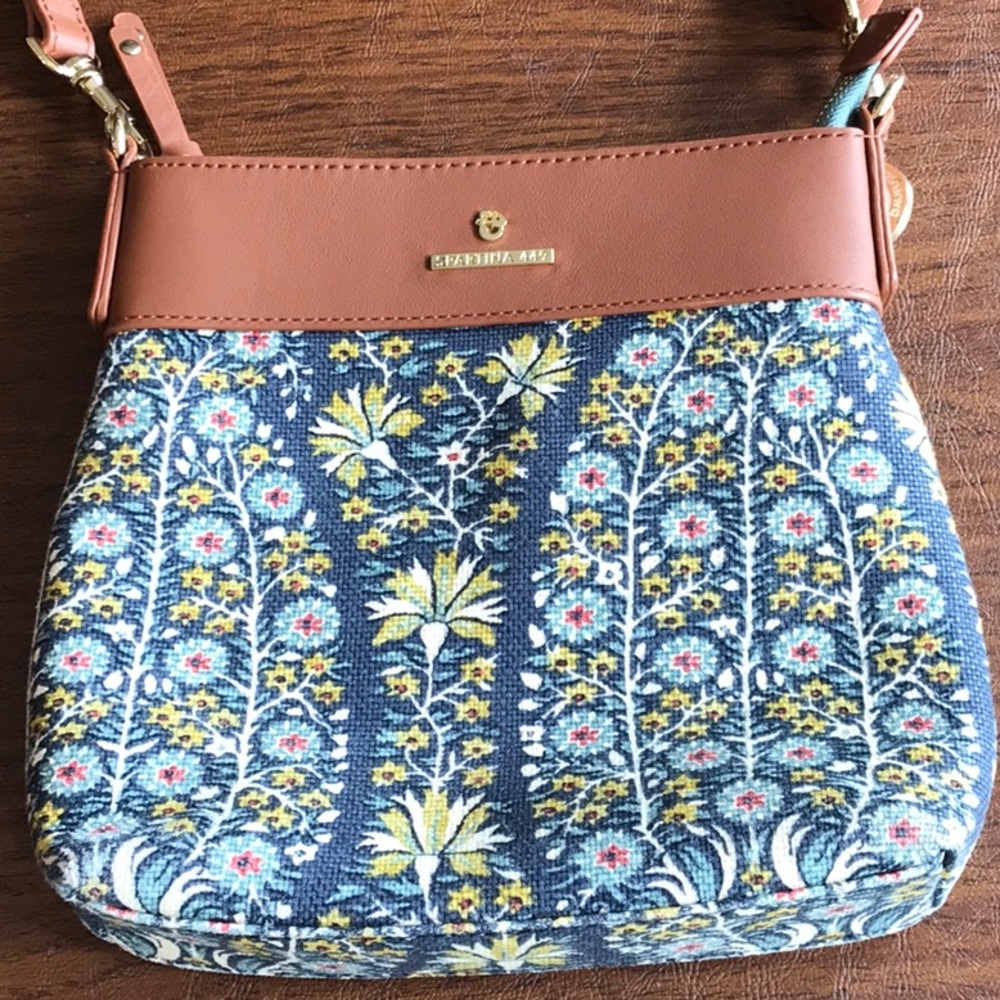 🌾Spartina 449 Jones One Hundred Blue and Brown Hipster Bag with Floral Design🌾